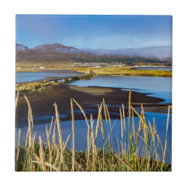 Azulejo Vista sobre Saudarkrokur y Skagafjordur, Islandia