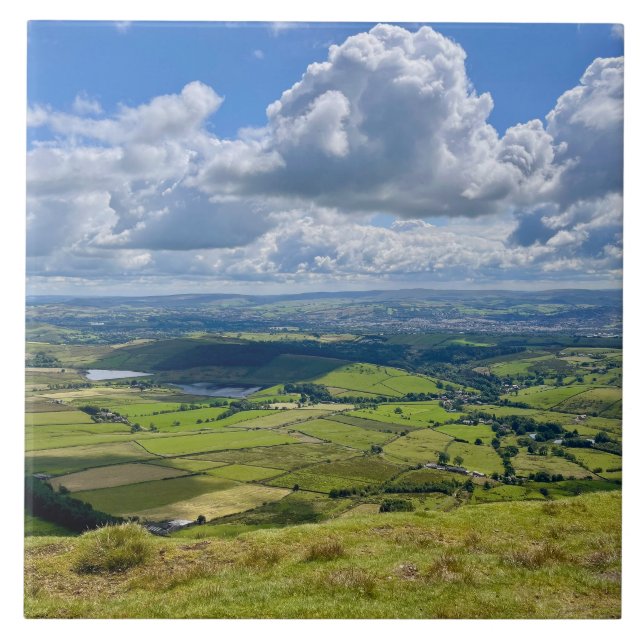Azulejo Vistas tranquilas desde Pendle Hill... (Frente)