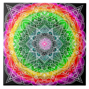 Azulejo Vistazo de colores arcoiris Mandala  