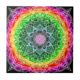 Azulejo Vistazo de colores arcoiris Mandala