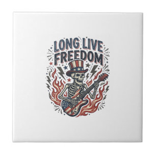 Azulejo Viva la Libertad Camiseta de Rocker Esqueleto Patr