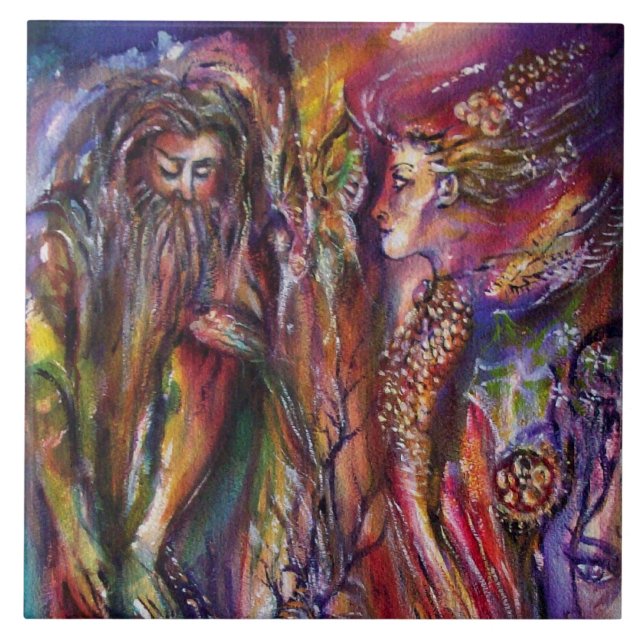 Azulejo VIVIEN Y MERLIN Arturo Leyenda acuática (Frente)