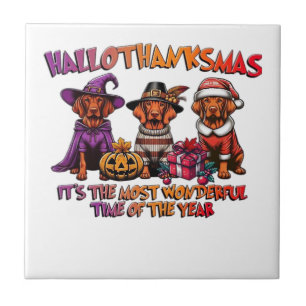 Azulejo Vizsla Halloween Día de Acción de Gracias Navidad