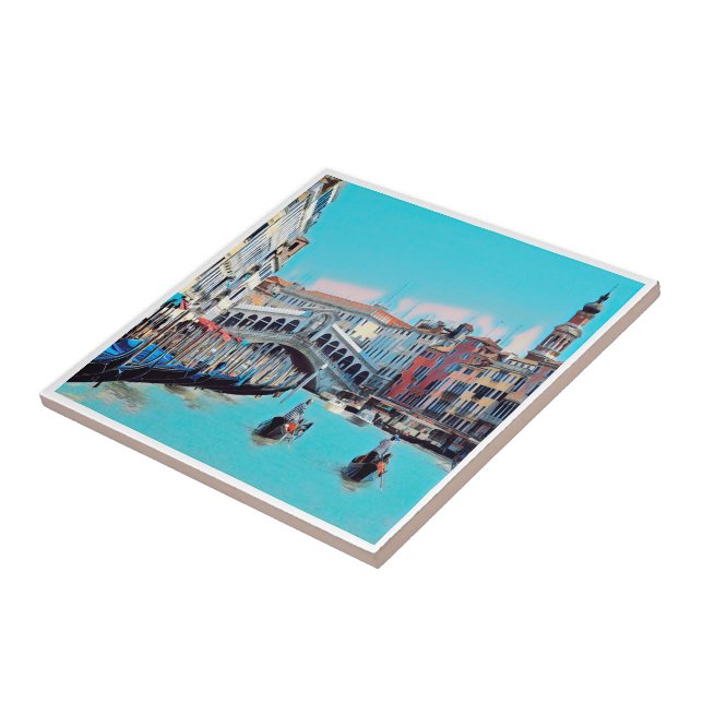 Azulejo VNT006 VENECIA, RIALTO, Góndolas, Italia, (Lado)