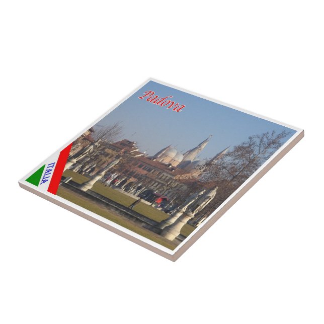 Azulejo VNT108 PADOVA, pradera con estatua, Italia, (Lado)