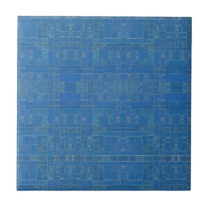 Azulejo voces de gatito de diseño geométrico azul turquesa