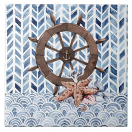 Azulejo Volante de dirección del buque, pez estrella, patr