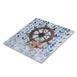 Azulejo Volante de dirección del buque, pez estrella, patr