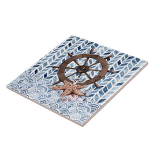 Azulejo Volante de dirección del buque, pez estrella, patr