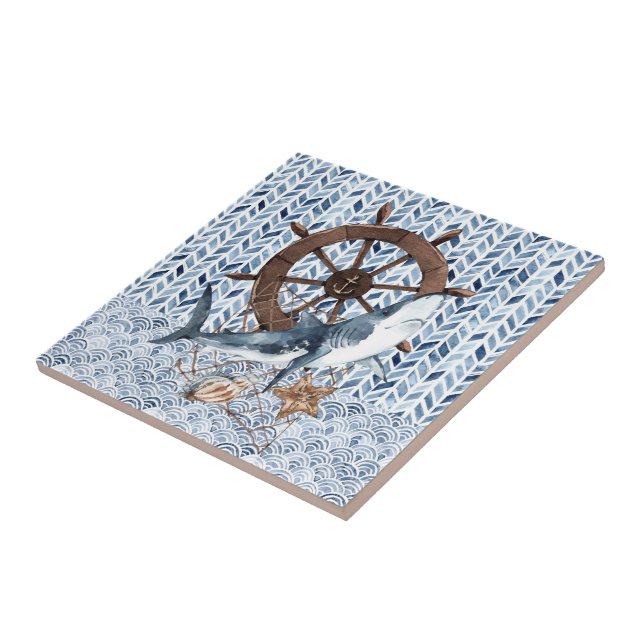 Azulejo Volante de dirección del tiburón y del barco (Lado)