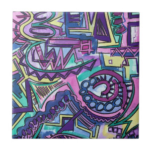 Azulejo Voluntad Libre-Arte Abstracto Pintado a Mano