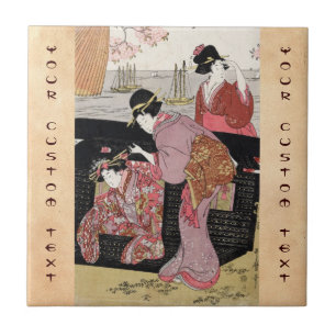 Azulejo Voluta japonesa fresca de la señora del geisha de