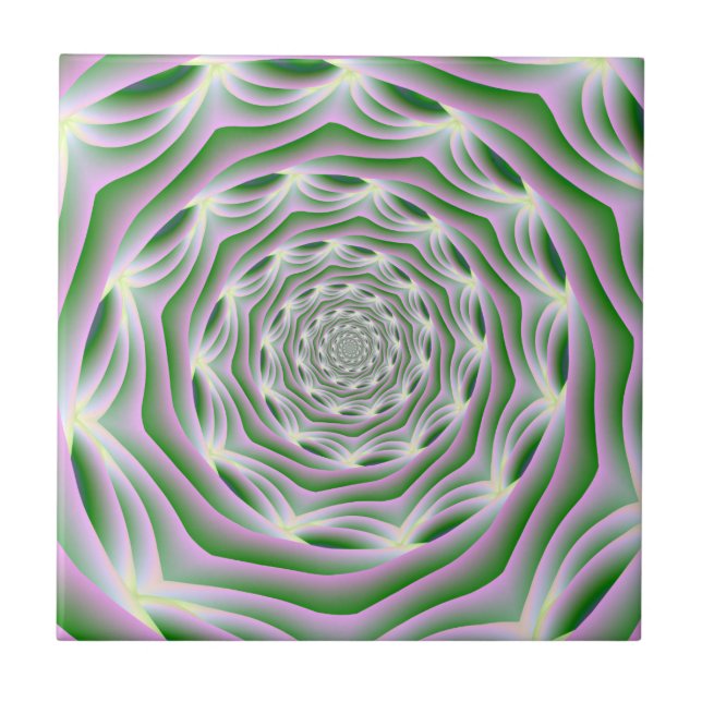 Azulejo Vórtice rosa y verde mosaico (Frente)