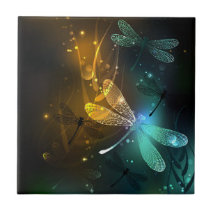 Azulejo Vuelo de libélula luminosa verde