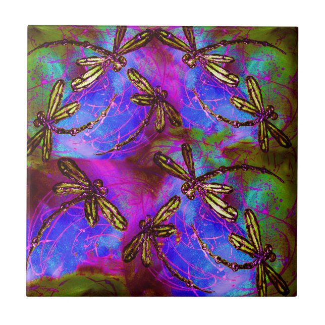 Azulejo Vuelo hippy de Dragonfly (Frente)