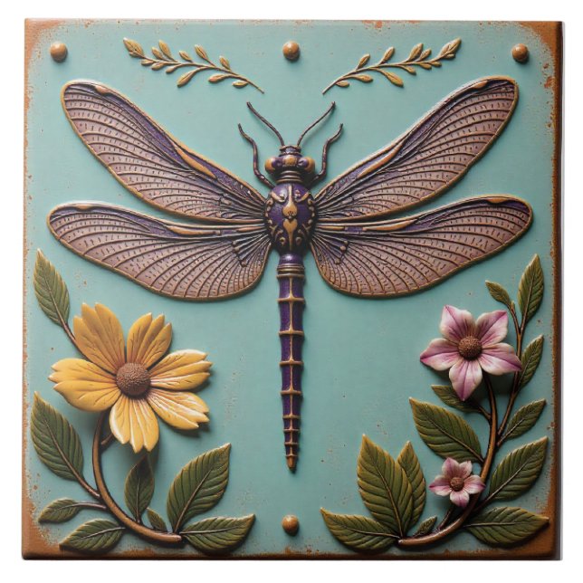 Azulejo Vuelo majestuoso de Anisoptera (Frente)