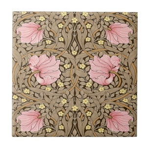 Azulejo W Morris Pimpernel Patrón en rosa y sepia