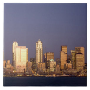 Azulejo WA, Seattle, horizonte de Seattle y bahía de Ellio