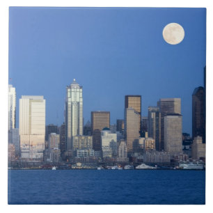 Azulejo WA, Seattle, horizonte de Seattle y Elliott Bay 2