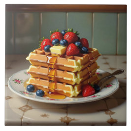 Azulejo Waffles with Strawberries and Blueberries