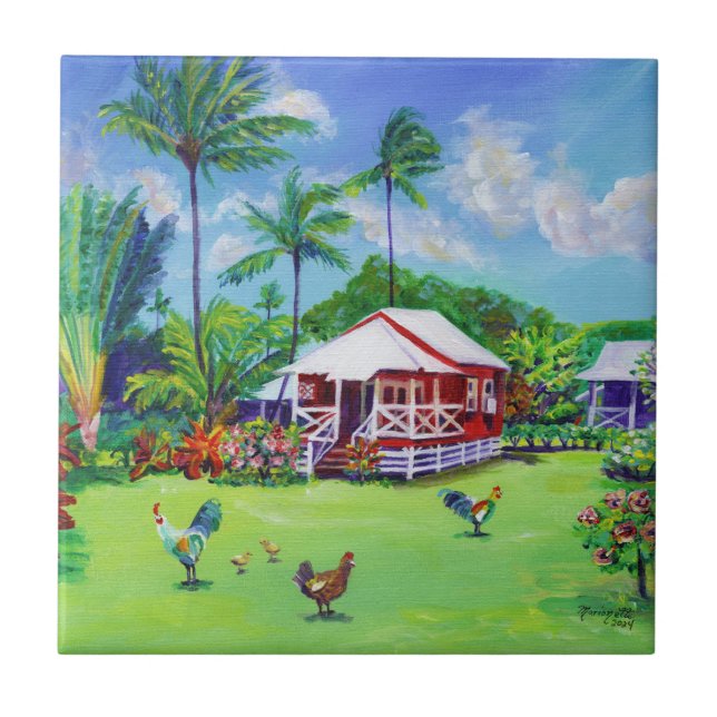 Azulejo Waimea Plantation Cottage Número 49 Casa Roja (Frente)