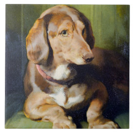 Azulejo Waldmann Hermosa imagen del siglo XIX de Perro Cut