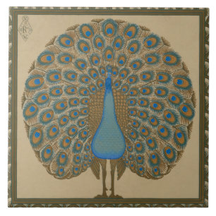 Azulejo Walter Crane Blue Peacock con su propagación en la