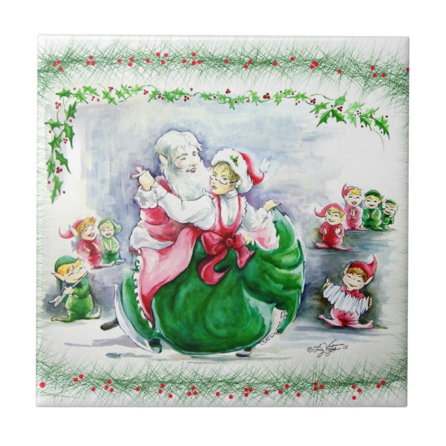 Azulejo Waltzing Santa & Mrs Claus Tile (Frente)