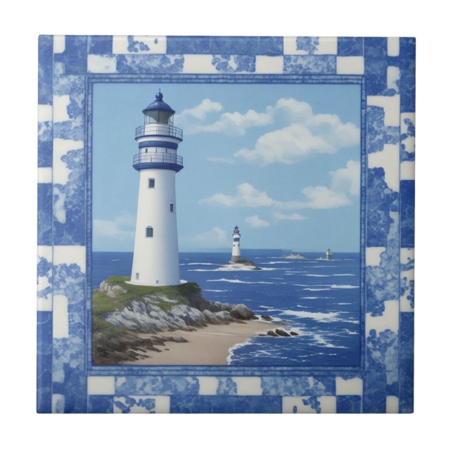 Azulejo Wandfliese, maritim, Leuchtturm (Frente)