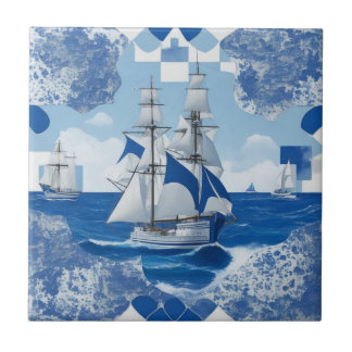 Azulejo Wandfliese, Meer, Segelschiff