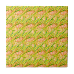 Azulejo Wasabi Verde Terrenal Floral Abstracto