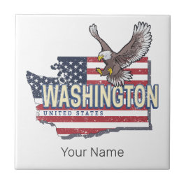 Azulejo Washington State United States Map USA Souvenir