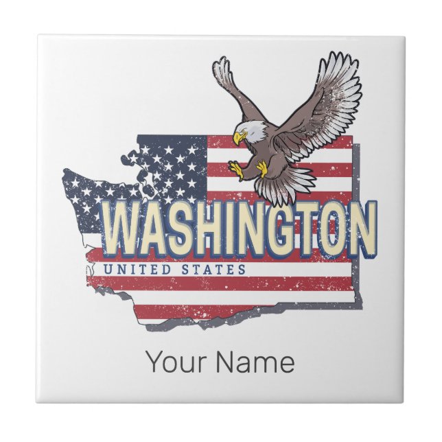 Azulejo Washington State United States Map USA Souvenir (Frente)
