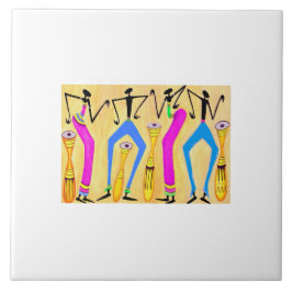 Azulejo Watercolor Arte africano asombroso tiempo Fiesta