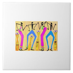 Azulejo Watercolor Arte africano asombroso tiempo Fiesta