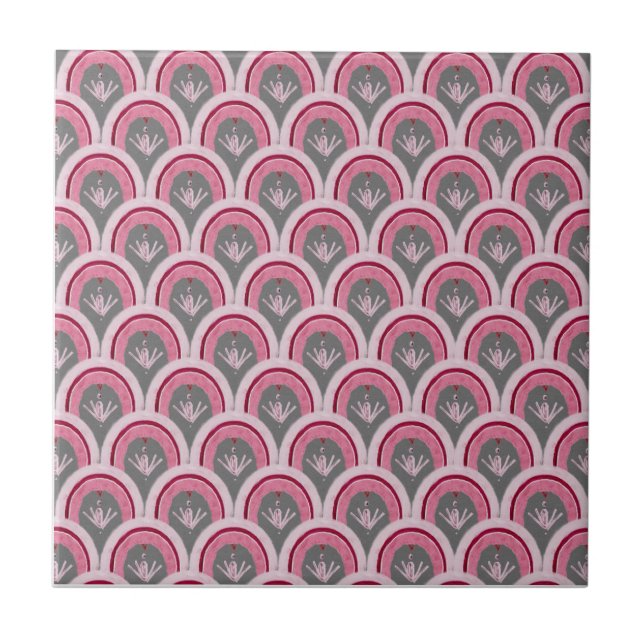 Azulejo Watercolor Classic Pink Hand-drawn  (Frente)