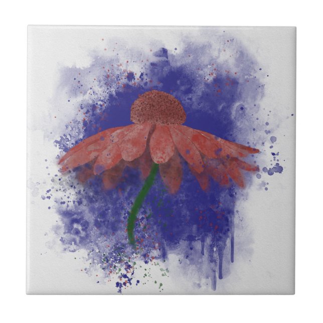 Azulejo Watercolor Coneflower (Frente)