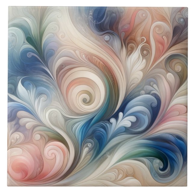 Azulejo Watercolor Fantasía Patrón romántico floral (Frente)