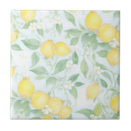 Azulejo Watercolor Lemons Soft Pastel Lemon