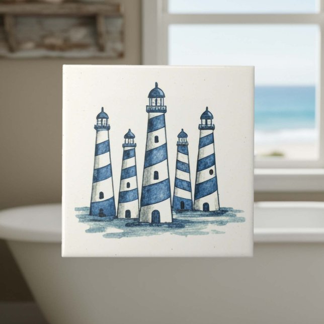 Azulejo Watercolor Lighthouses Blue Ivory ID1202 (Subido por el creador)