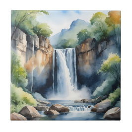 Azulejo Watercolor painted waterfall