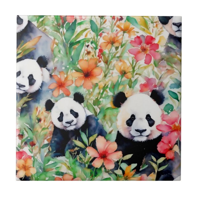 Azulejo Watercolor Panda Bear (Frente)
