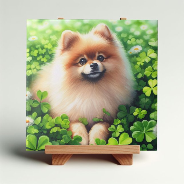 Azulejo Watercolor Pomerania Green Shamrock Field (Subido por el creador)