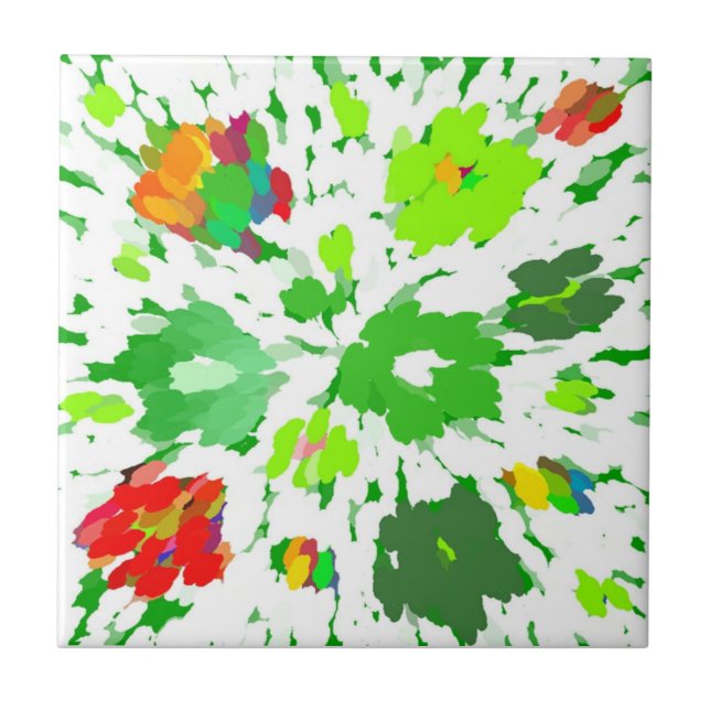 Azulejo Watercolor Pop Art Floral Tile (Frente)
