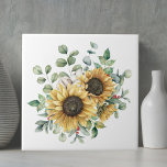 Azulejo Watercolor Rustic Otumn Sunflower Bouquet<br><div class="desc">Presentamos nuestra acuarela Rustic Autumn Sunflower Bouquet cerámica! Personalizar con su nombre para darle un toque rústico a su decoración.</div>