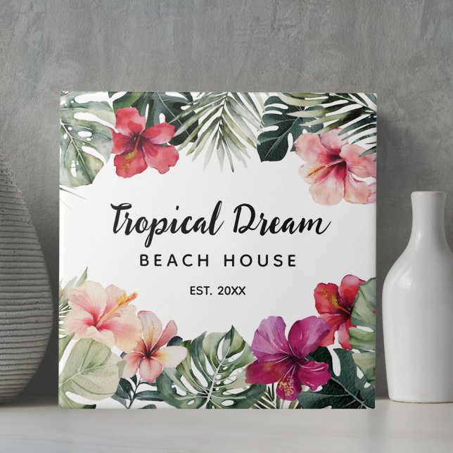 Azulejo Watercolor Tropical Floral Botanical Beach House (In situ)