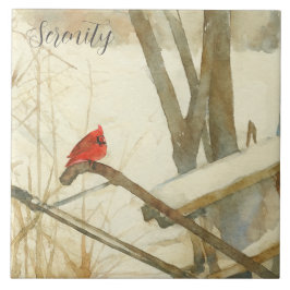 Azulejo Watercolor Winter Cardinal