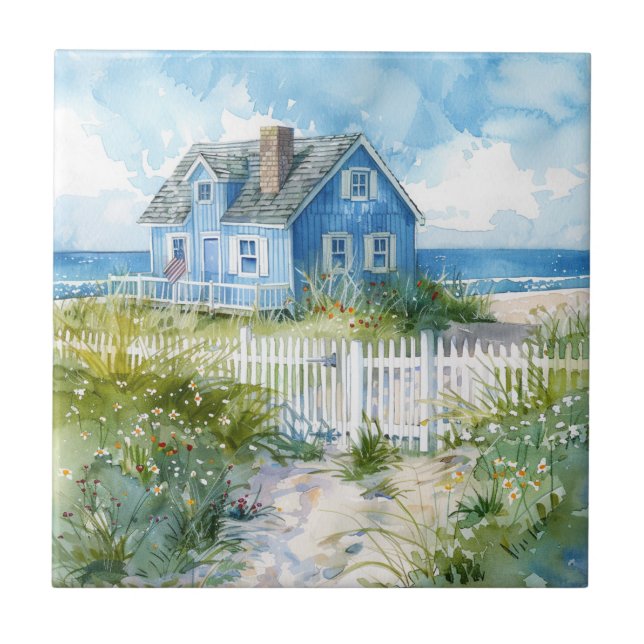 Azulejo Watercolour Beach Cottage (Frente)