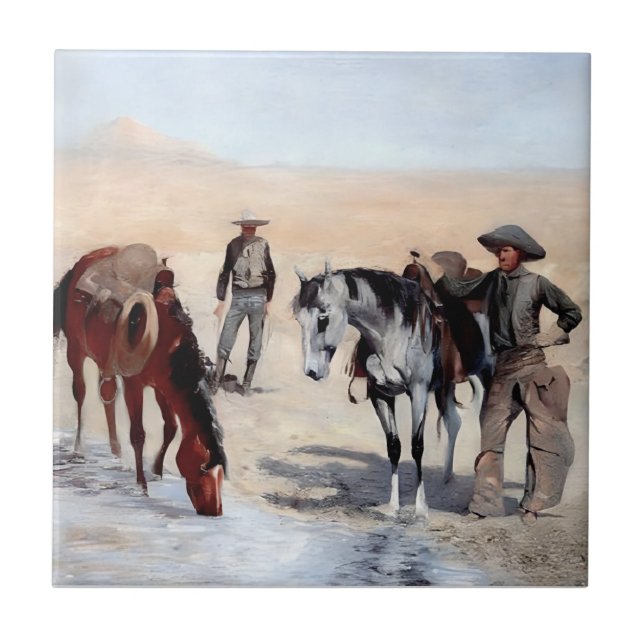 Azulejo Watering Time Western Art de Edward Borein (Frente)