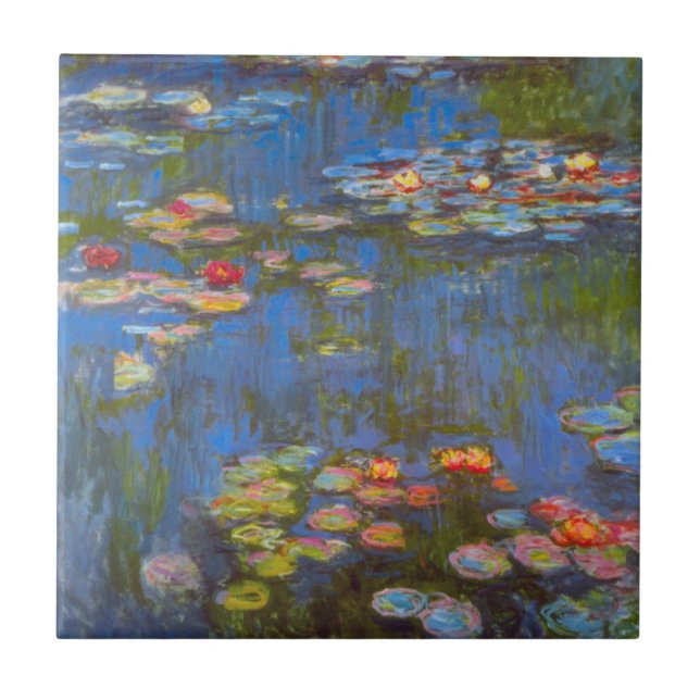 Azulejo Waterlilies by Claude Monet, arte de la naturaleza (Frente)